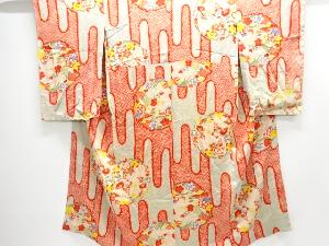 アンティーク　紋錦紗壷垂れに花丸文様長襦袢